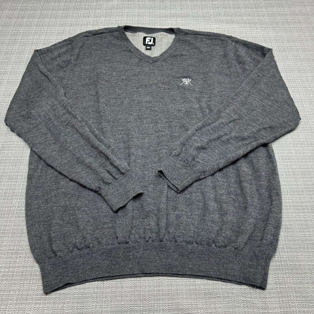 Footjoy‎ Sweater Mens XL Grey Pullover V Neck 100% Wool Golf Casual Gorpcore